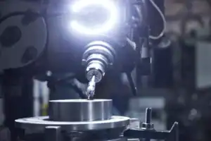 Comparison view of a raw 3D printed metal part alongside a precision-machined hybrid component